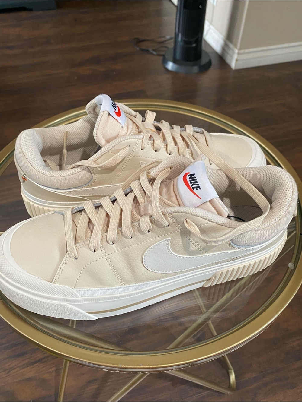 Nike Women's Platform Sneakers in Beige and White - Picture 4 of 7